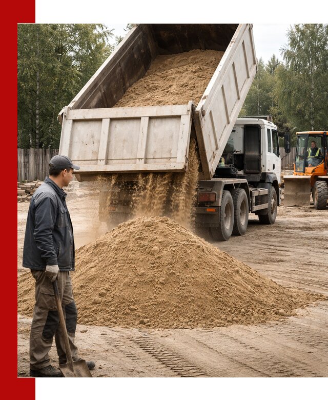 Доставка и продажа песка с разгрузкой в Александрове