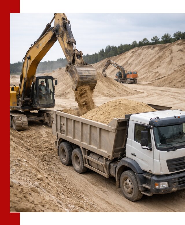 Доставка карьерного песка с самосвалами и разгрузкой в Александрове