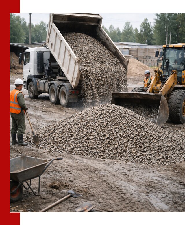 Мытый гравий с доставкой в Александрове от карьера до участка