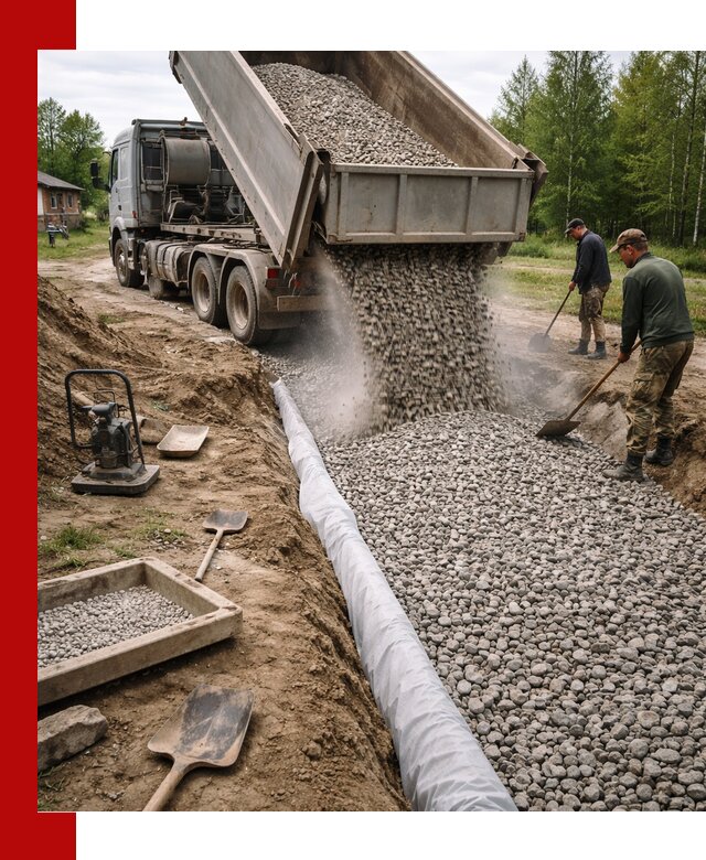 Гравий для дренажа с доставкой в Александрове качественный и недорогой