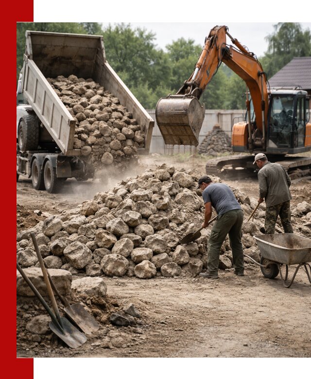 Доставка и разгрузка бутового камня в Александрове