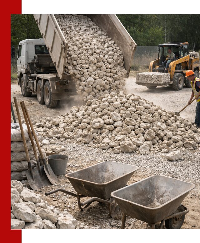 Доставка и продажа бутового известнякового камня в Александрове