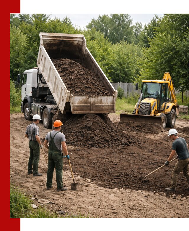 Доставка и укладка грунта для выравнивания участка в Александрове