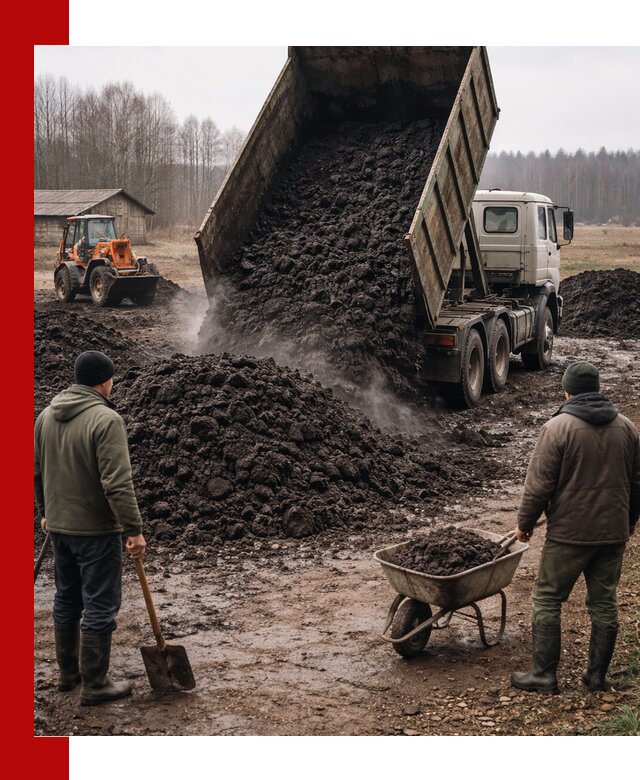 Доставка низинного торфа с разгрузкой и доставкой в Александрове