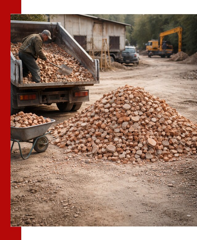 Доставка и подушка из боя кирпича с разгрузкой в Александрове